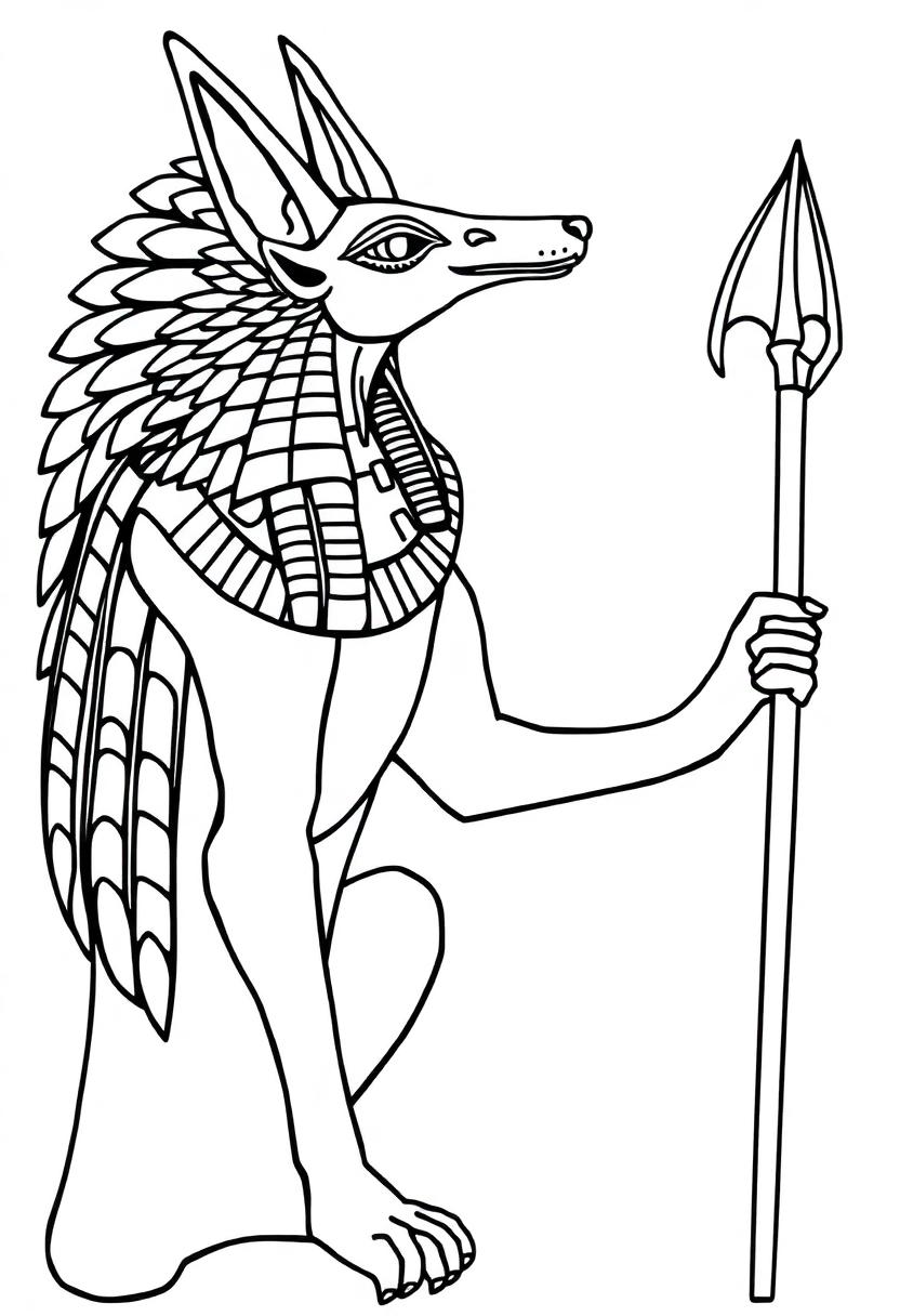 Egyptian God Anubis with Jackal Head coloring page, free printable