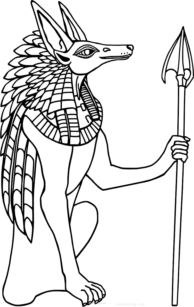 Egyptian God Anubis with Jackal Head coloring page for kids