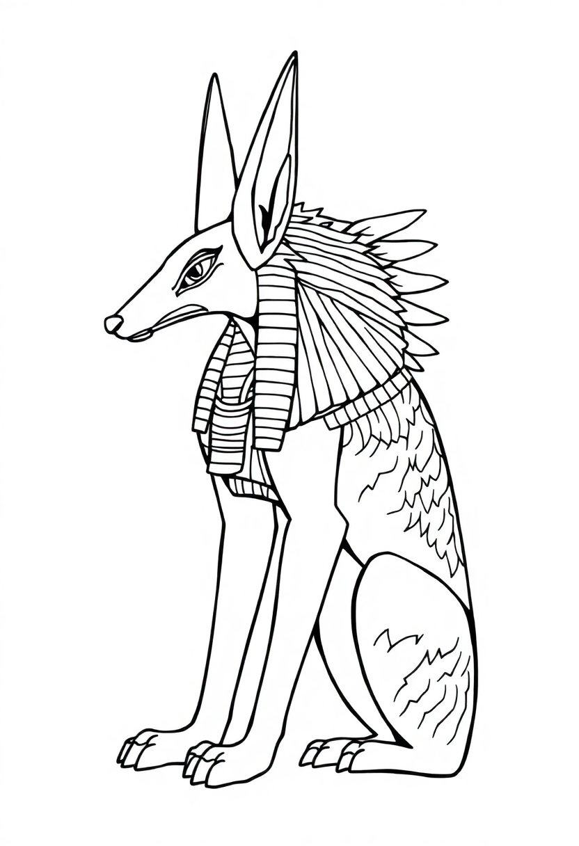 Egyptian God Anubis with Jackal Head coloring page, free printable