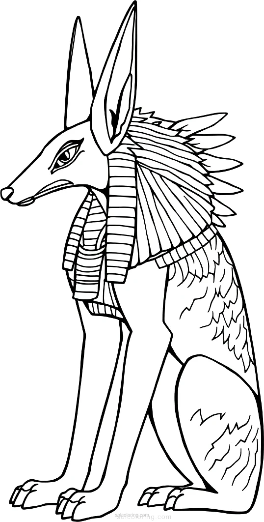 Egyptian God Anubis with Jackal Head coloring page for kids