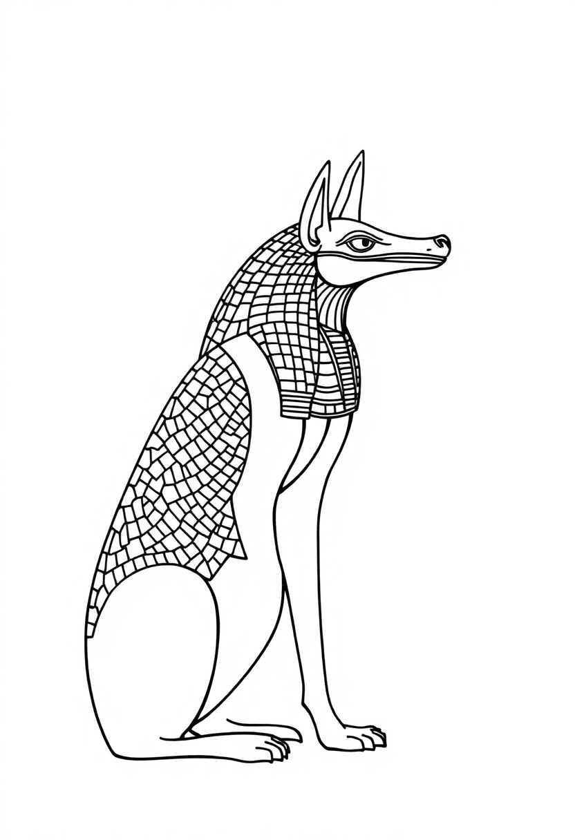 Egyptian God Anubis with Jackal Head coloring page, free printable