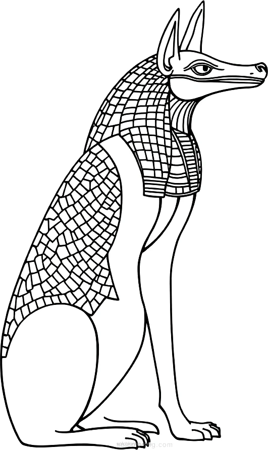 Egyptian God Anubis with Jackal Head coloring page for kids