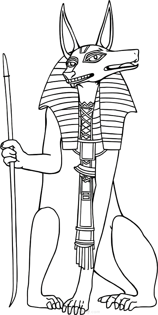 Egyptian God Anubis with Jackal Head coloring page for kids