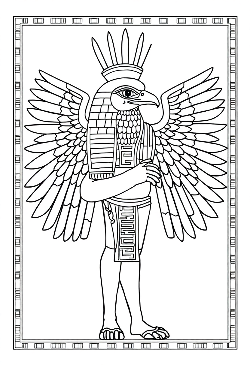 Egyptian God Horus with Falcon Head coloring page, free printable