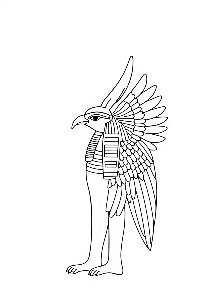 Egyptian God Horus with Falcon Head coloring page, free printable