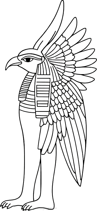 Egyptian God Horus with Falcon Head coloring page for kids