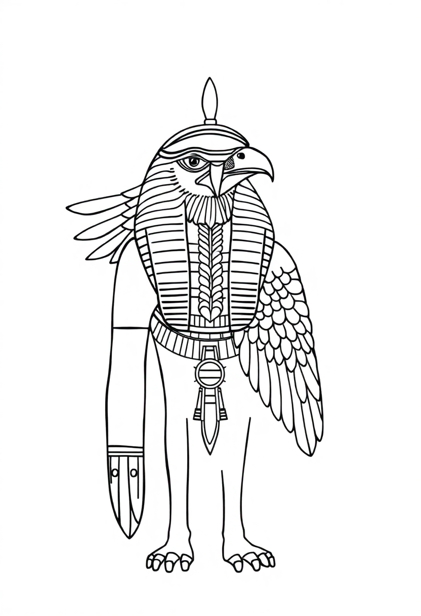 Egyptian God Horus with Falcon Head coloring page, free printable
