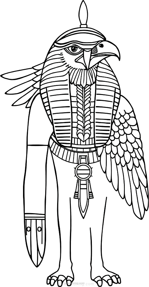 Egyptian God Horus with Falcon Head coloring page for kids