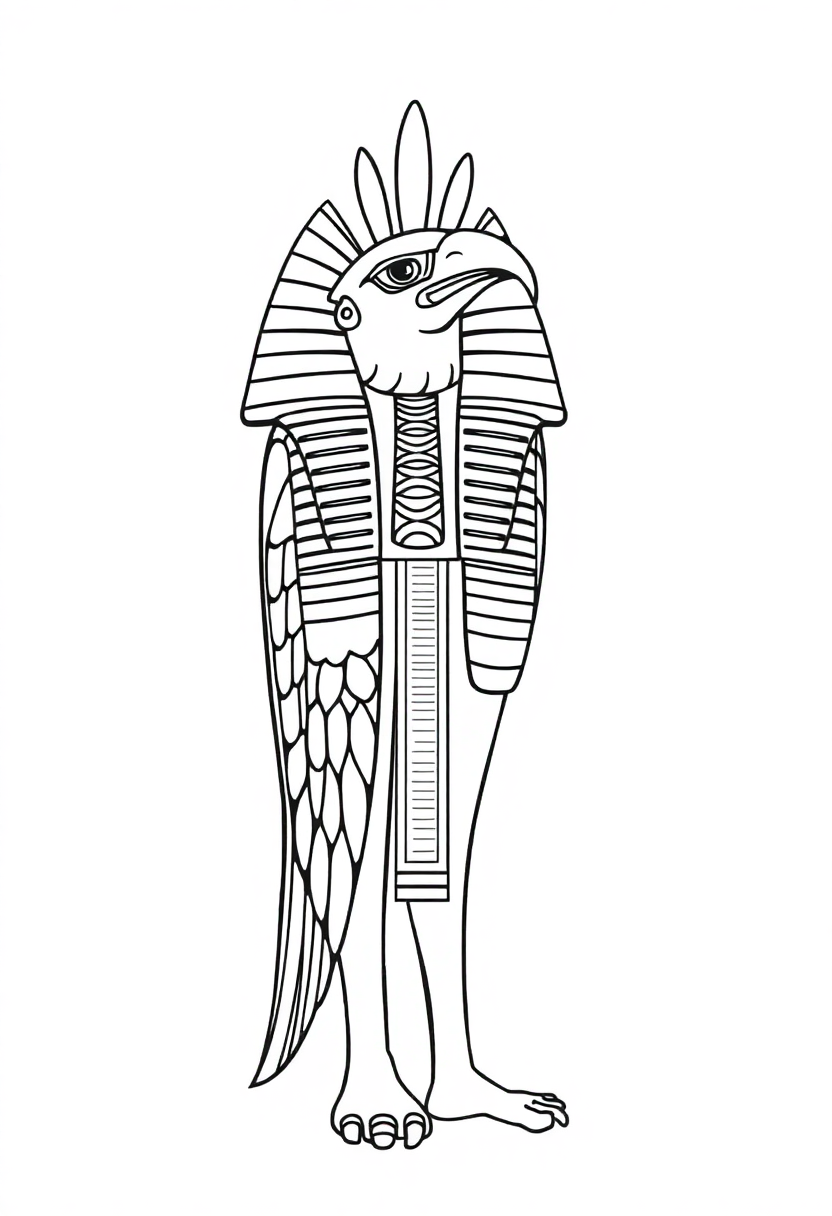 Egyptian God Horus with Falcon Head coloring page, free printable