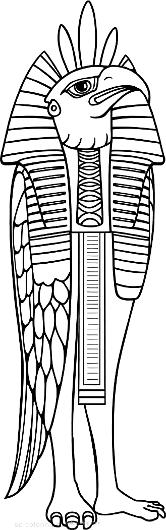 Egyptian God Horus with Falcon Head coloring page for kids