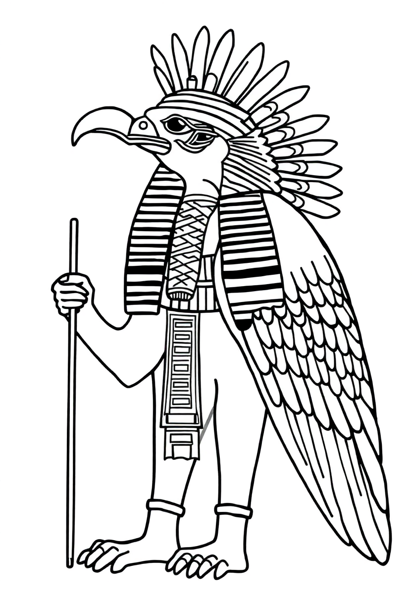 Egyptian God Horus With Falcon Head coloring pages