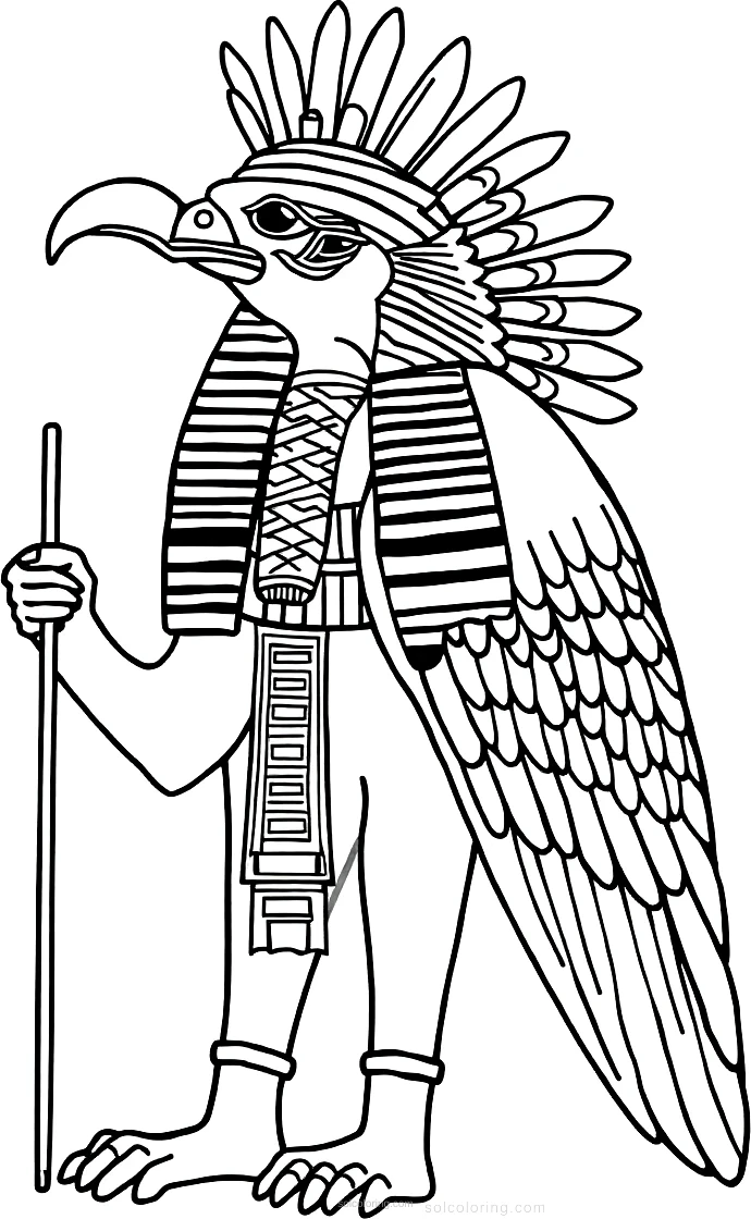 Egyptian God Horus With Falcon Head coloring pages