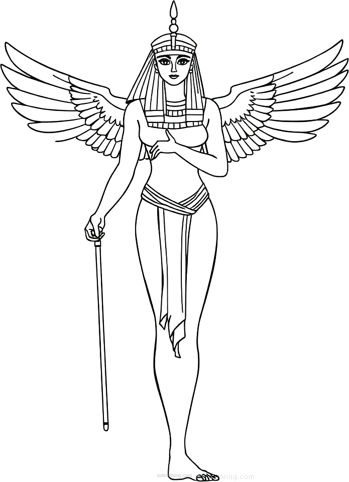 Egyptian Goddess Isis with Wings coloring page for kids