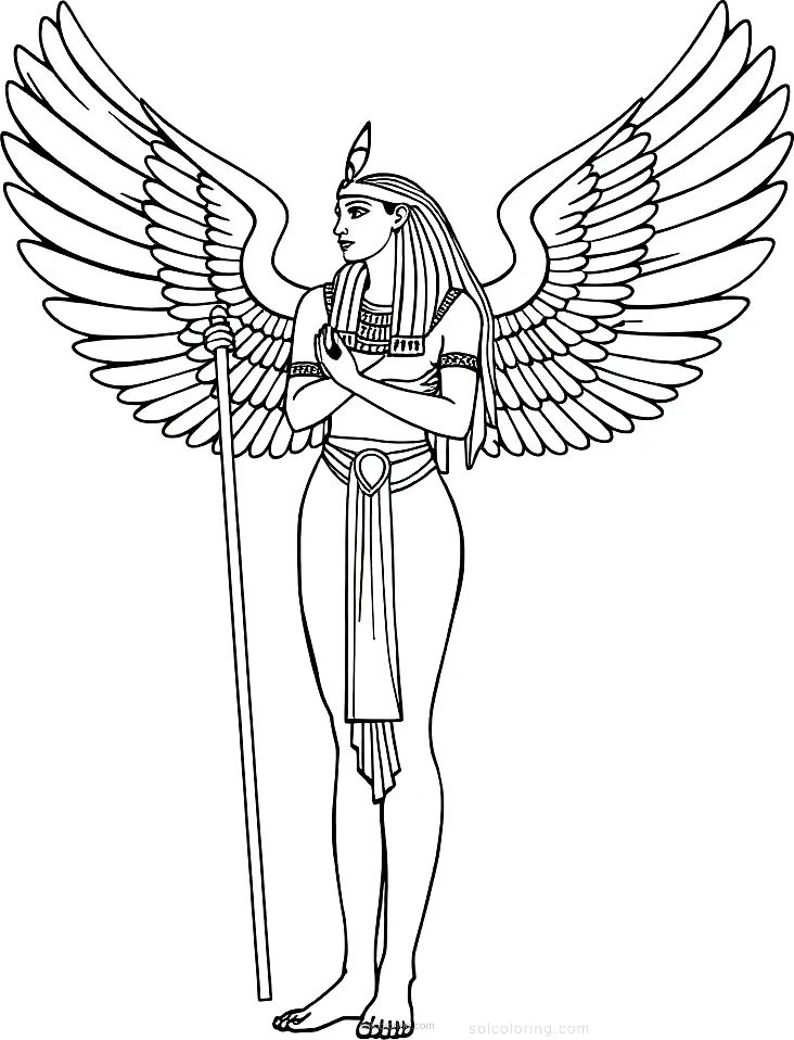 Egyptian Goddess Isis with Wings coloring page for kids