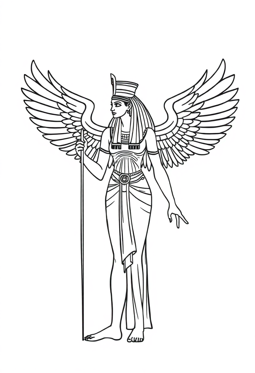 Egyptian Goddess Isis With Wings coloring pages
