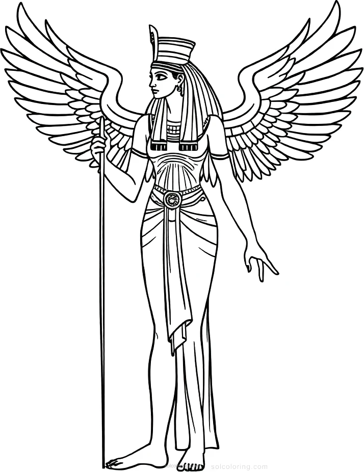 Egyptian Goddess Isis With Wings coloring pages