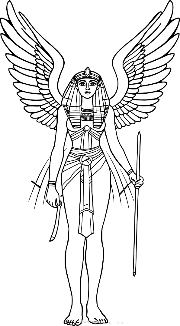 Egyptian Goddess Isis with Wings coloring page for kids
