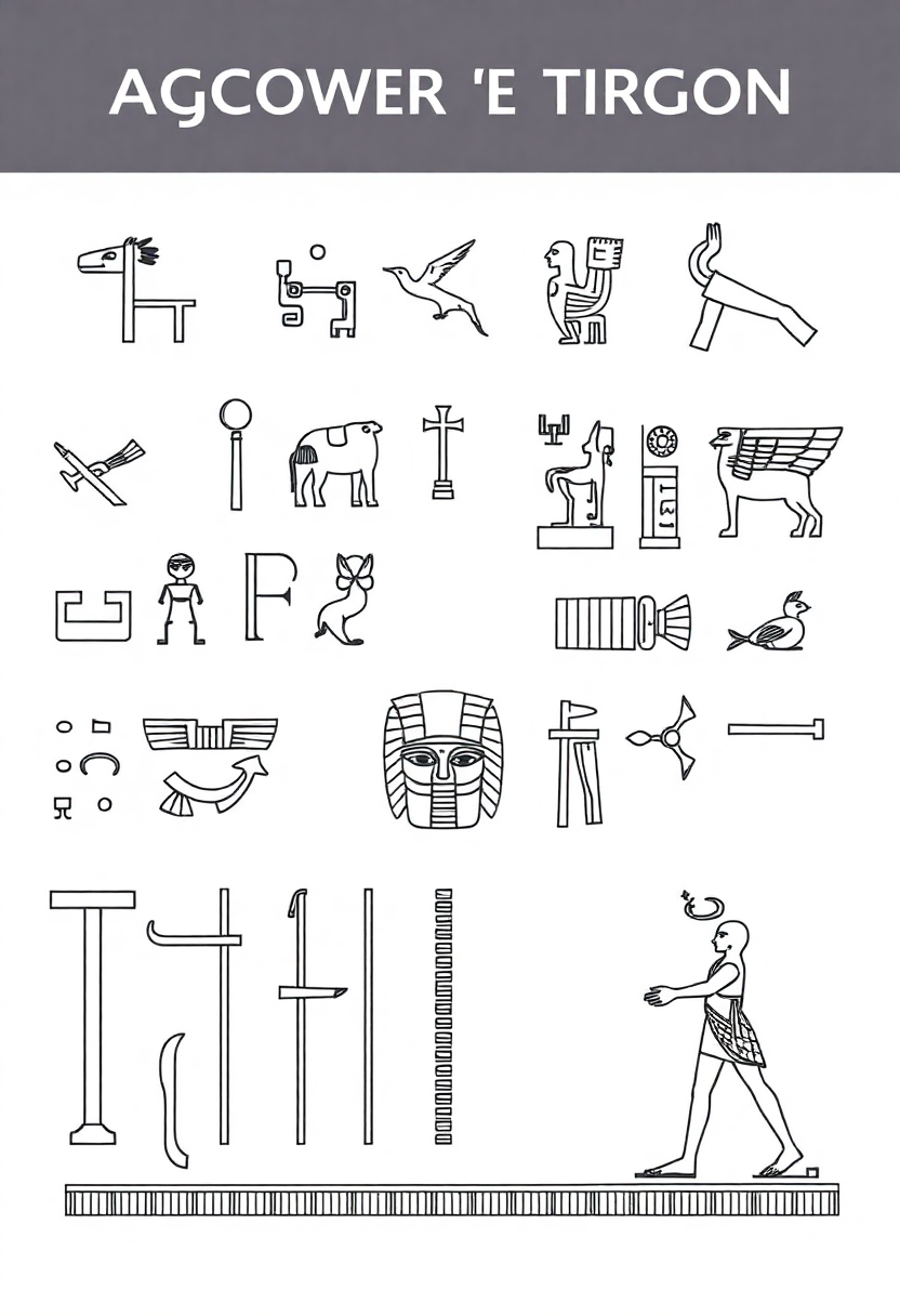 Egyptian Hieroglyphics and Symbols coloring page, free printable