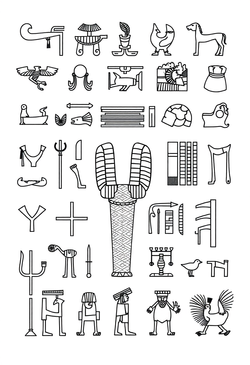 Egyptian Hieroglyphics And Symbols coloring pages