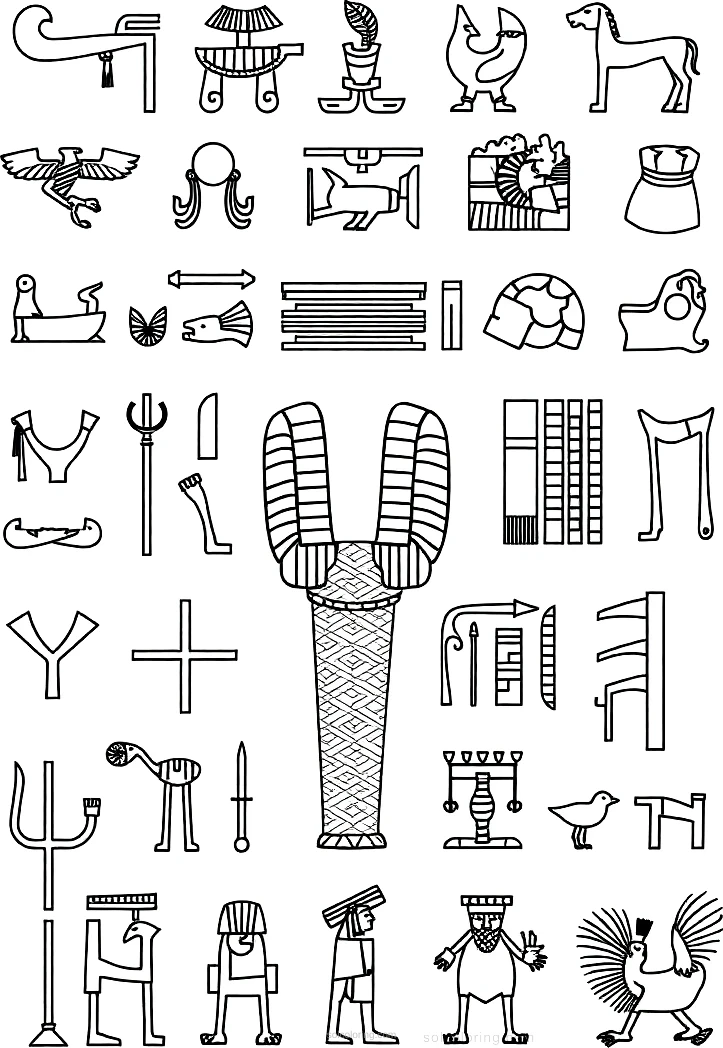 Egyptian Hieroglyphics And Symbols coloring pages