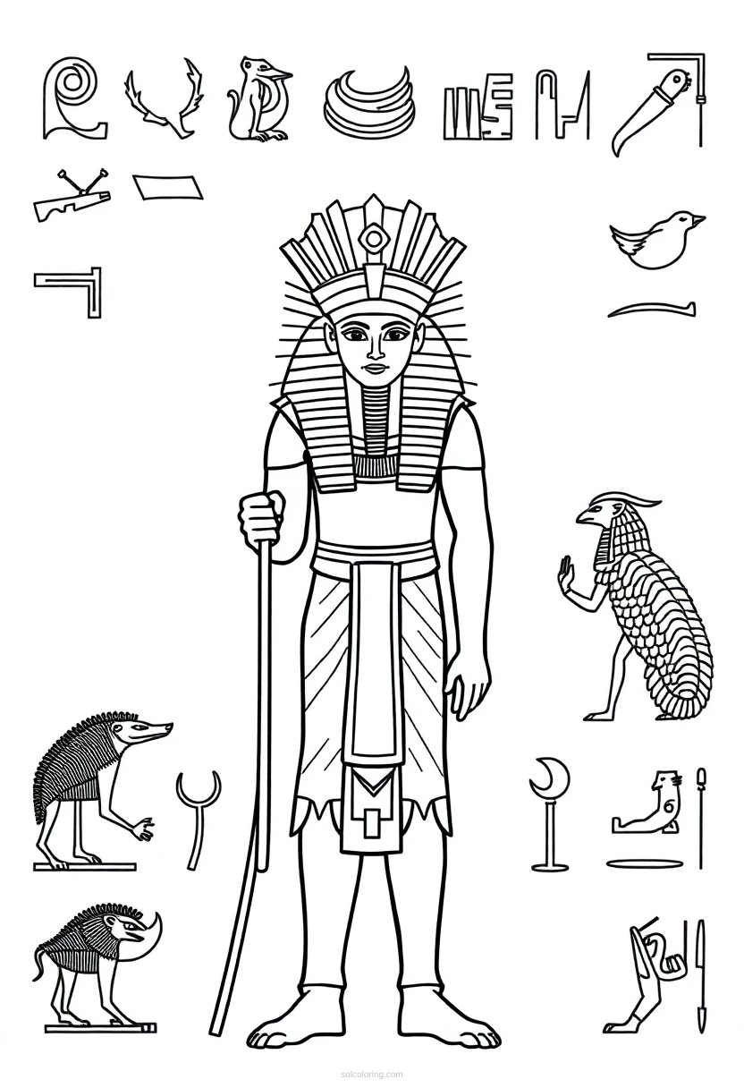 Egyptian Hieroglyphics Symbols coloring page for kids