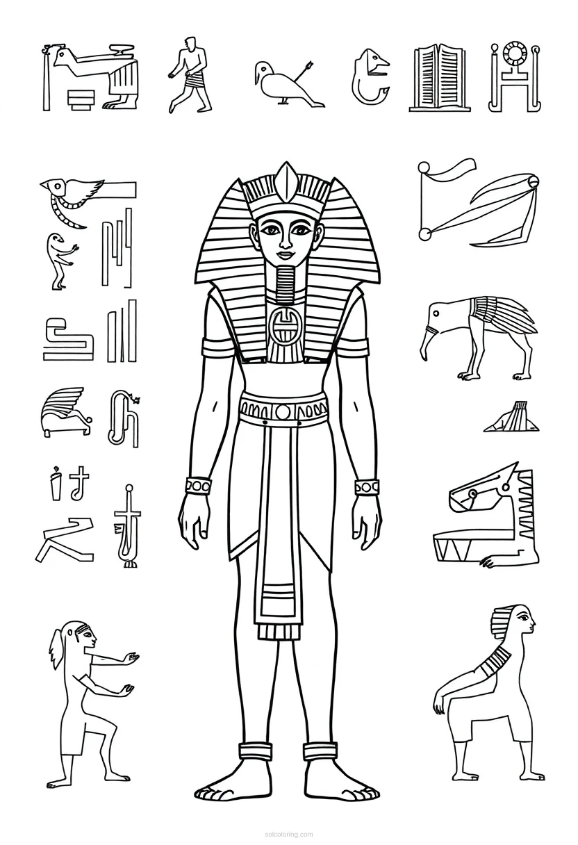 Egyptian Hieroglyphics Symbols coloring page for kids