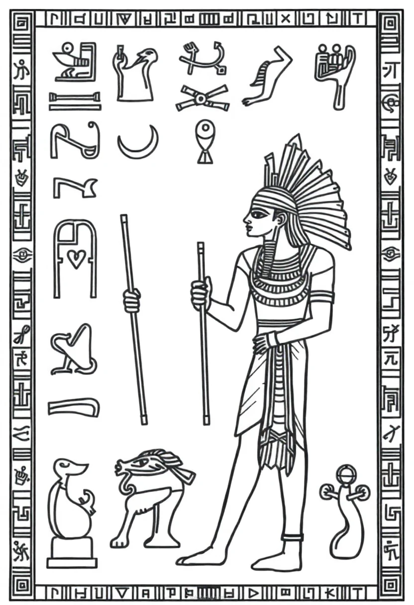 Egyptian Hieroglyphics Symbols coloring page for kids