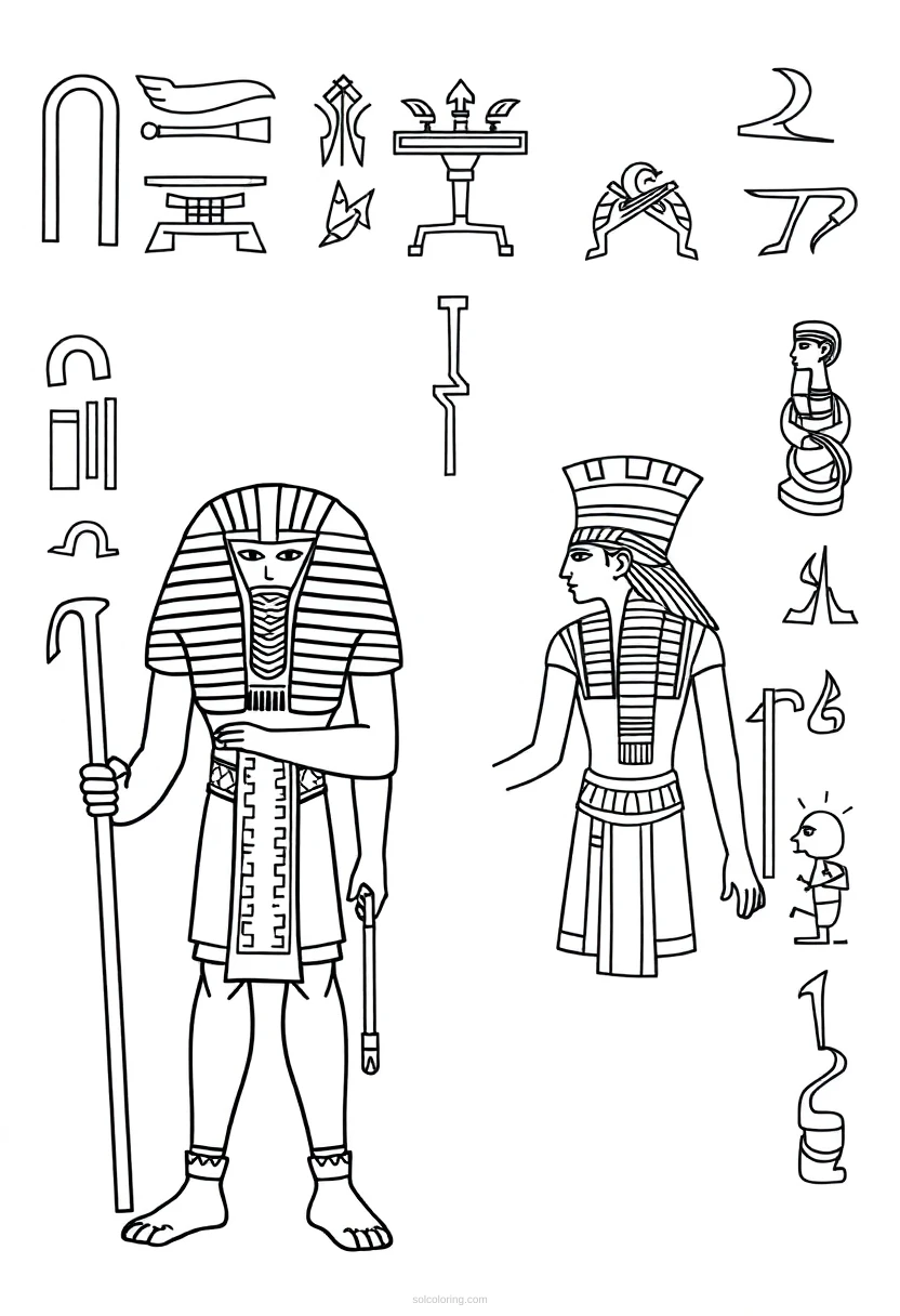 Egyptian Hieroglyphics Symbols coloring pages