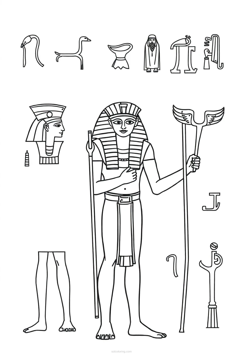 Egyptian Hieroglyphics Symbols coloring page for kids