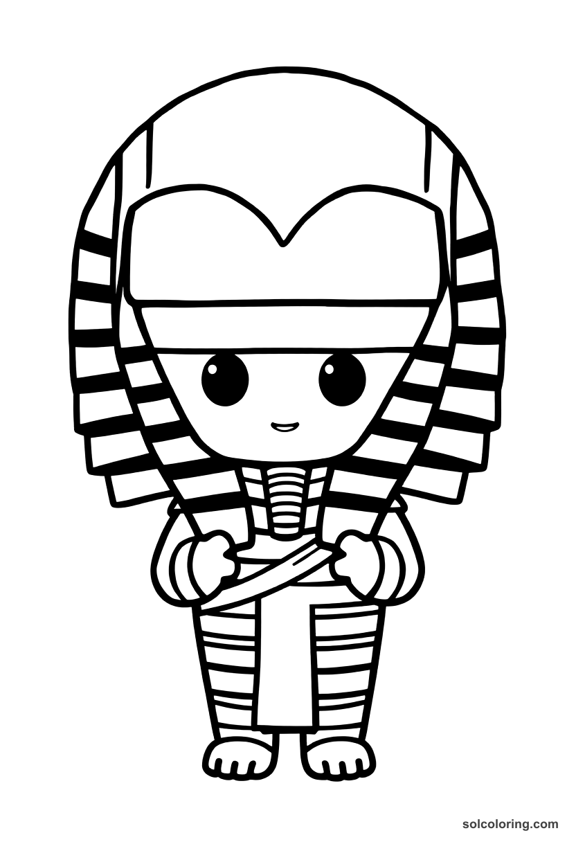 Chibi Egyptian Mummification Ritual coloring page, free printable chibi style