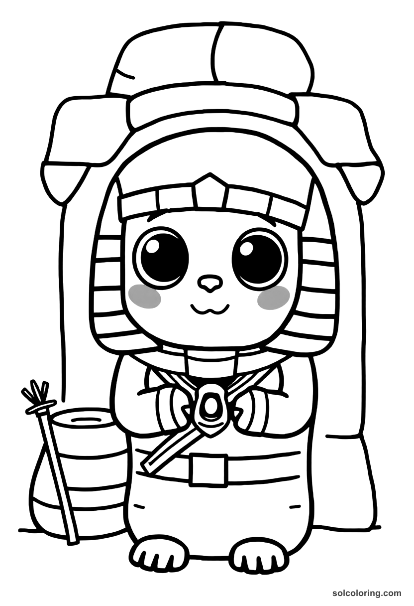Cute Cartoon Egyptian Mummification Ritual coloring page, free printable cute cartoon style