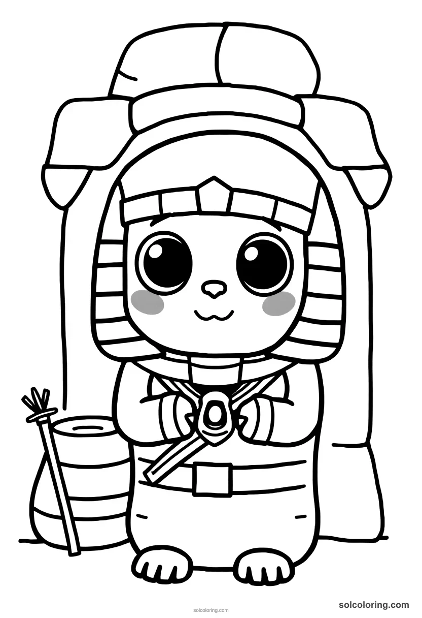 Cute Cartoon Egyptian Mummification Ritual cute cartoon coloring page for kids