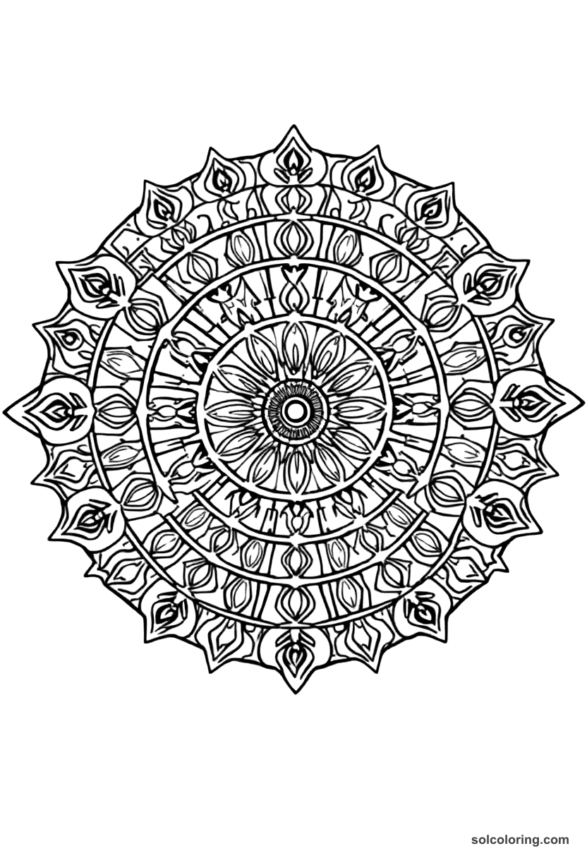 Mandala Egyptian Mummification Ritual coloring page, free printable mandala style