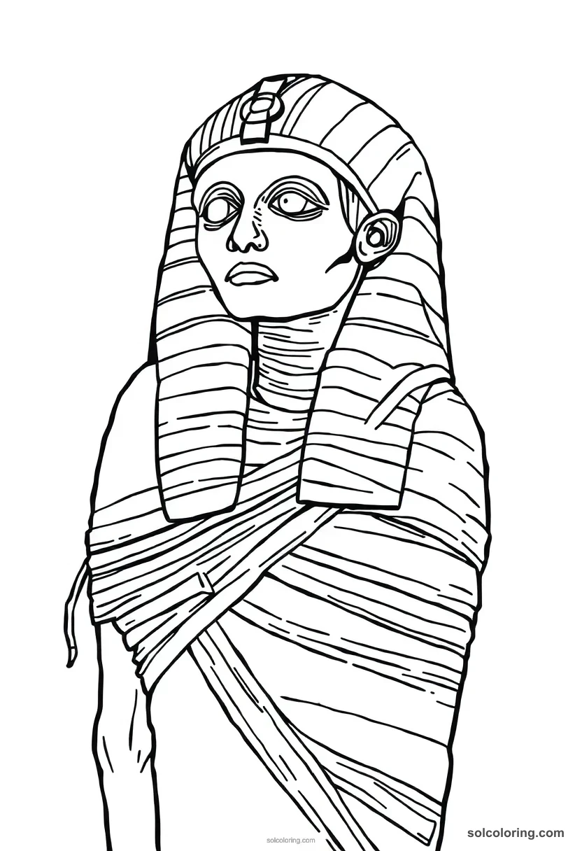 Egyptian Mummy Wrapped in Linen detailed coloring page for kids