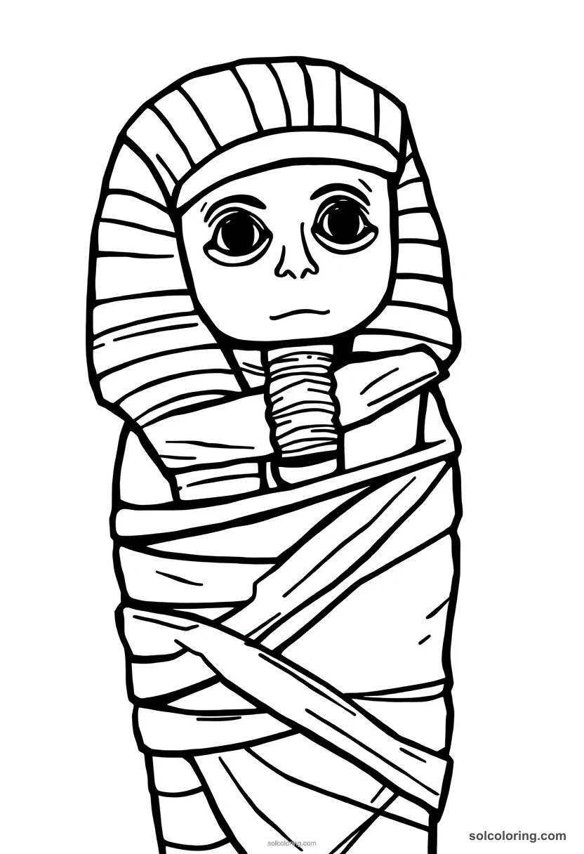 Simple Egyptian Mummy Wrapped in Linen simple coloring page for kids