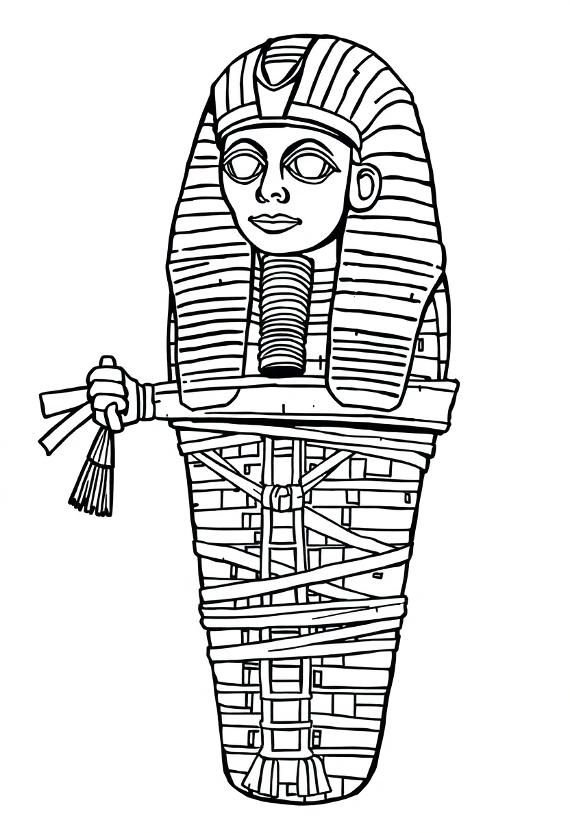 Egyptian Mummy Wrapping coloring page, free printable