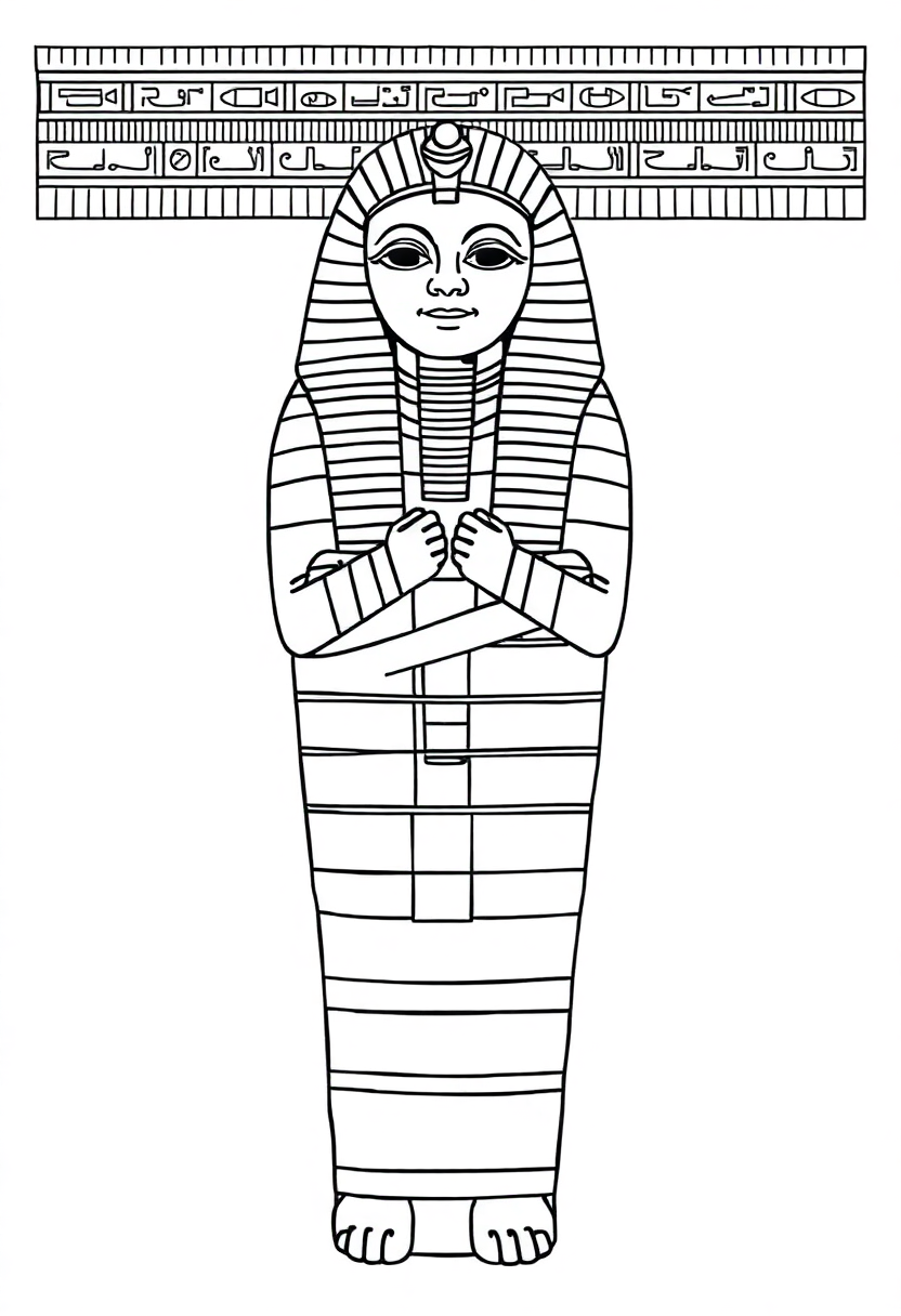 Egyptian Mummy Wrapping coloring page, free printable