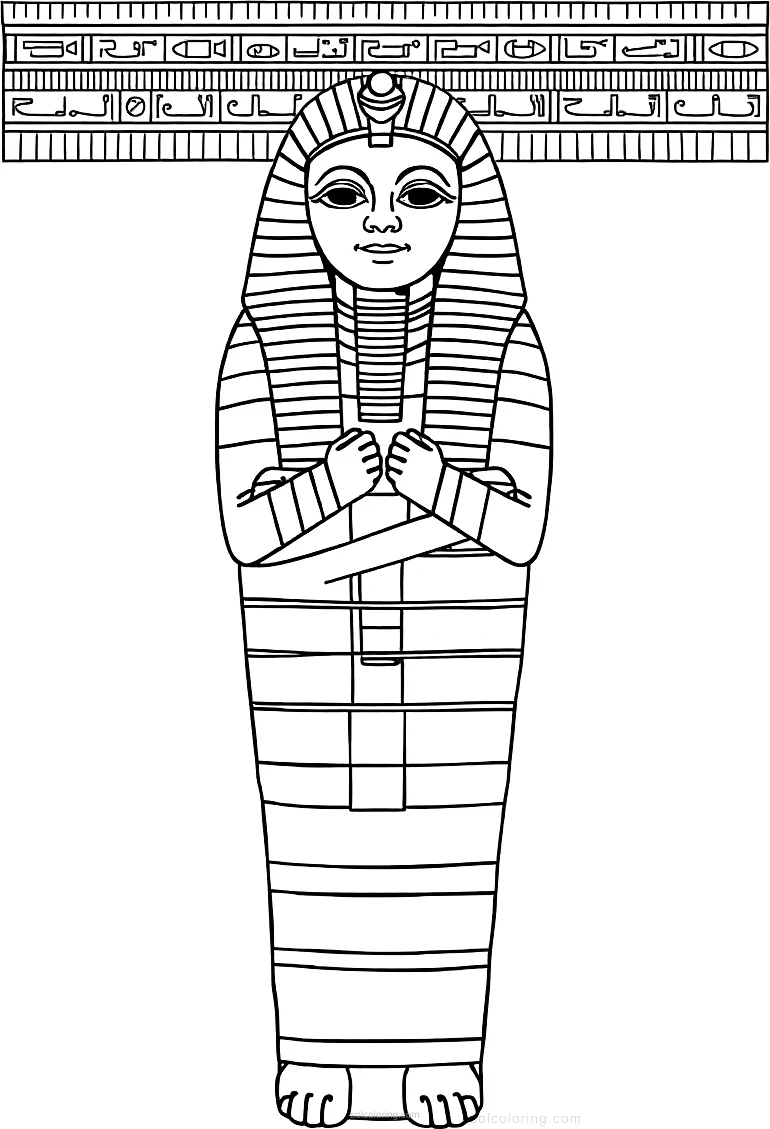 Egyptian Mummy Wrapping coloring page for kids