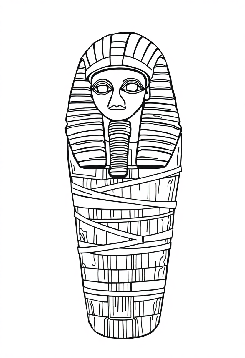 Egyptian Mummy Wrapping coloring page, free printable
