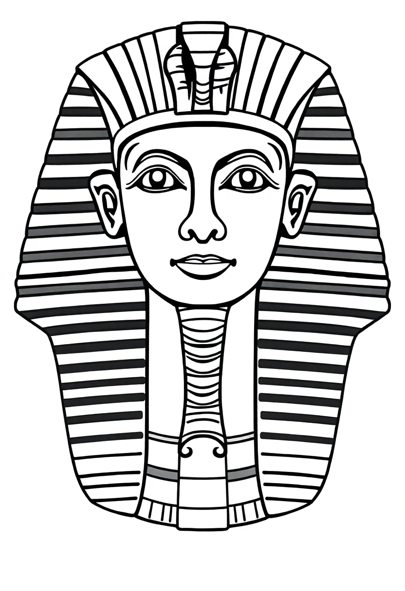 Egyptian Pharaoh Tutankhamun Mask coloring page, free printable