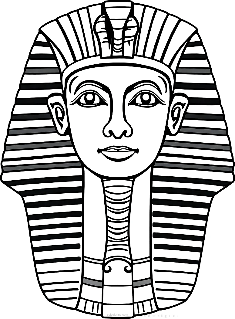 Egyptian Pharaoh Tutankhamun Mask coloring page for kids