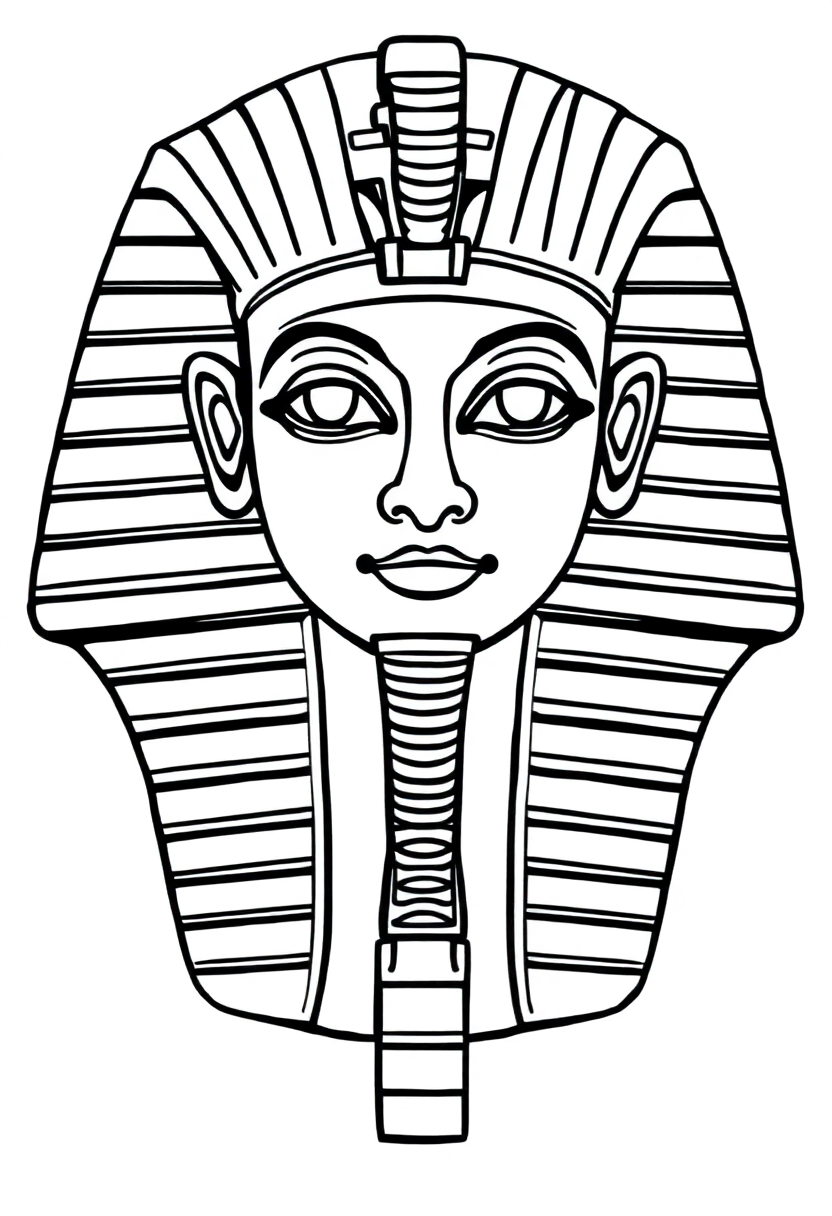 Egyptian Pharaoh Tutankhamun Mask coloring page, free printable