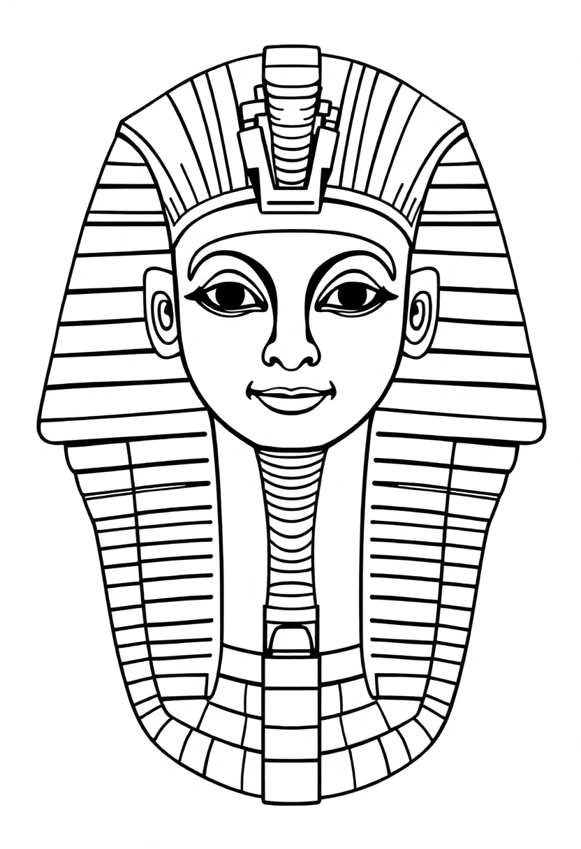 Egyptian Pharaoh Tutankhamun Mask coloring page, free printable