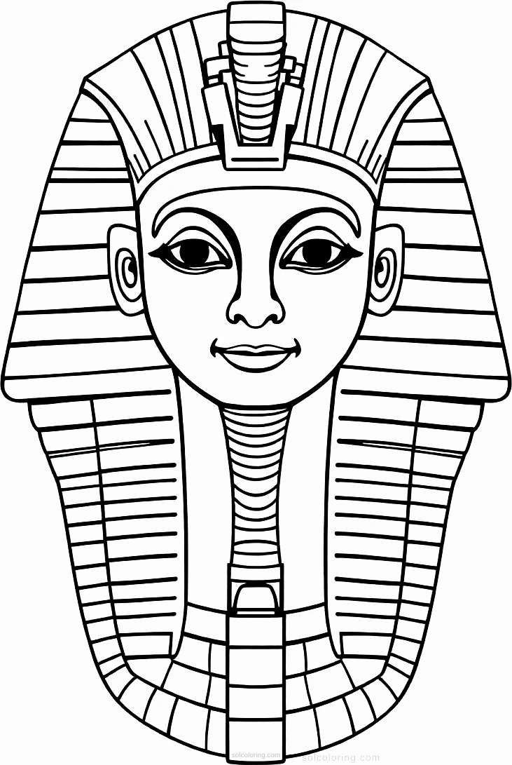 Egyptian Pharaoh Tutankhamun Mask coloring page for kids