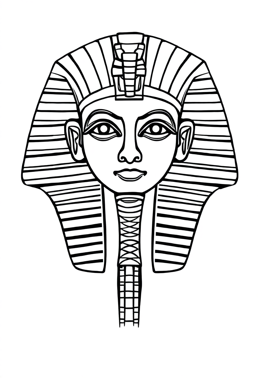 Egyptian Pharaoh Tutankhamun Mask coloring page, free printable