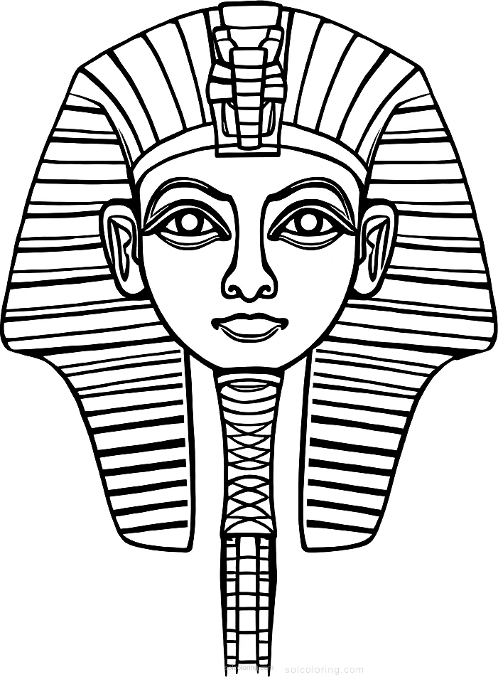Egyptian Pharaoh Tutankhamun Mask coloring page for kids