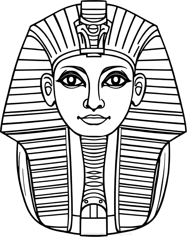 Egyptian Pharaoh Tutankhamun Mask coloring page for kids