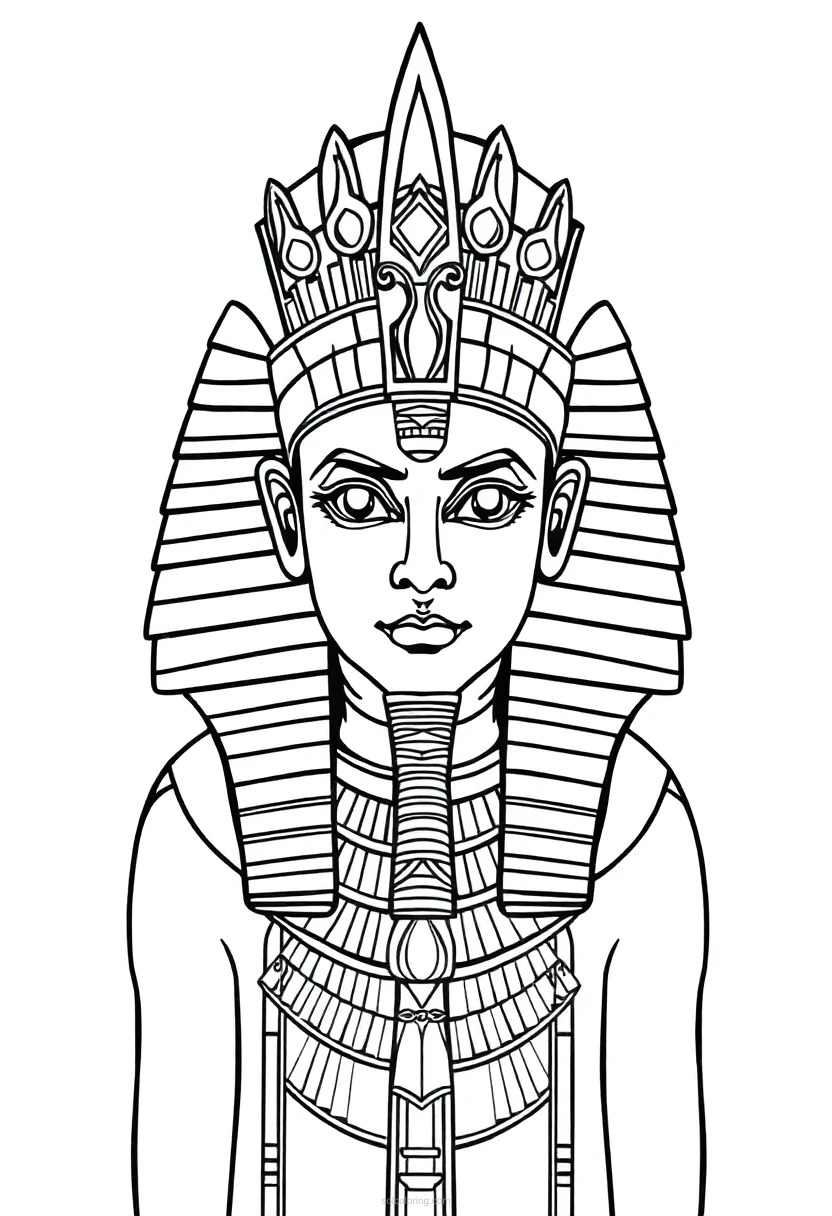 Egyptian Pharaoh with Crown coloring page for kids