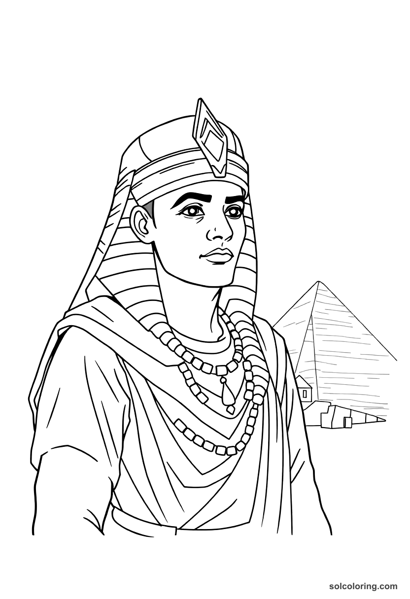 Egyptian Pyramid Construction Site coloring page, free printable detailed style