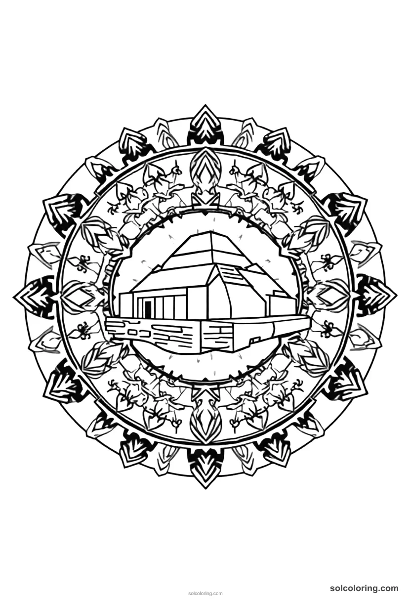 Mandala Egyptian Pyramid Construction Site mandala coloring page for kids